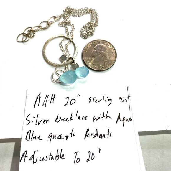 AHH# Sterling 925 Silver with Aqua Quartz Pendants - Picture 7 of 7